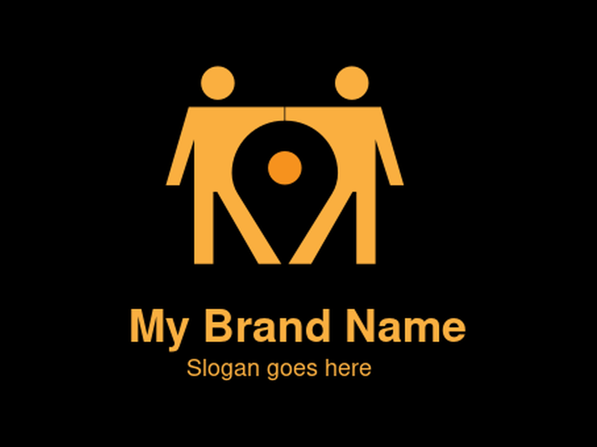 Collaborative Orange People and Location Pin Icon Logo - Ideal for Community Building, Networking Apps, Meetup Platforms, and Local Social Services